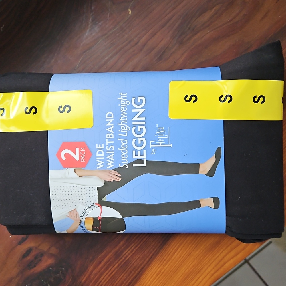 New 2 Pack Felina Ladies' Sueded Black Legging Size SMALL
